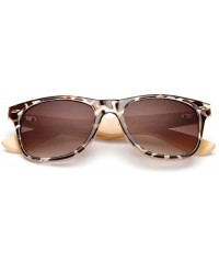 Round Retro Bamboo Wood Vintage Sport Fashion Mirror Designer Shades Sunglasses - Leopard - CJ18HD86QK3 $10.69