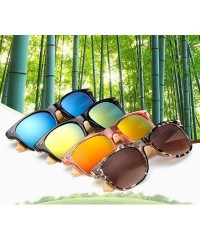 Round Retro Bamboo Wood Vintage Sport Fashion Mirror Designer Shades Sunglasses - Leopard - CJ18HD86QK3 $10.69