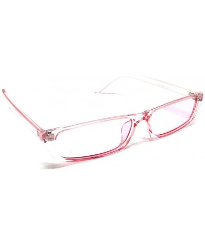 Square Slim Rectangular Minimal Classic Mod Sunglasses - Pink Crystal Transparent Frame - CI18L8XWWSO $9.38
