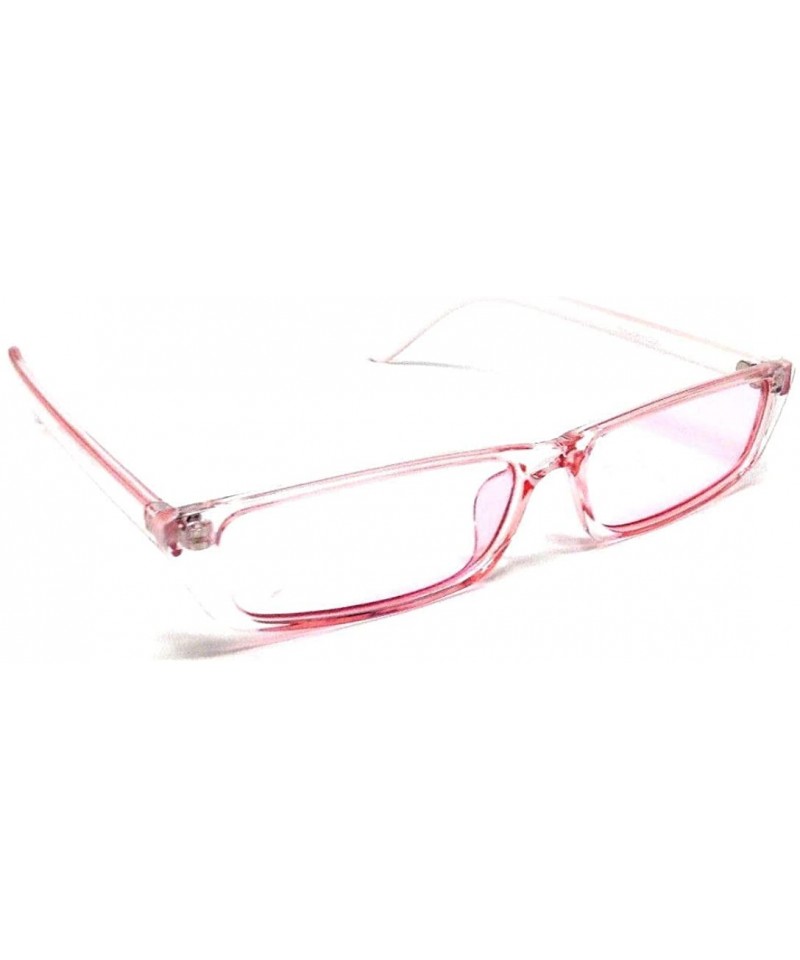 Square Slim Rectangular Minimal Classic Mod Sunglasses - Pink Crystal Transparent Frame - CI18L8XWWSO $17.35