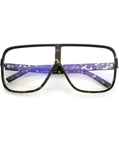 Oversized Oversize Thick Flat Top Frame Super Flat Clear Lens Square Eyeglasses 69mm - Tortoise / Clear - CH186TNAYTL $19.90
