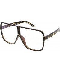 Oversized Oversize Thick Flat Top Frame Super Flat Clear Lens Square Eyeglasses 69mm - Tortoise / Clear - CH186TNAYTL $13.63