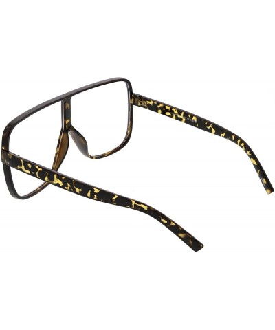 Oversized Oversize Thick Flat Top Frame Super Flat Clear Lens Square Eyeglasses 69mm - Tortoise / Clear - CH186TNAYTL $13.63