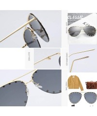 Rimless Women Rimless Oversized Studded Sunglasses Gradient Lens Rivet Fashion WS027 - Gold Frame Gray Lens - CX18CCLEMC4 $11.12