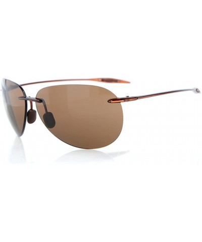 Rimless Rimless Sunglasses TR90 Unbreakable Trogamidcx Nylon Lens Pilot Style - Brown Lens - CZ12MY8XIQ1 $34.92