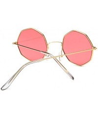 Round Vintage Octagon Round Sunglasses Women Steampunk Small Metal Frame Yellow Red Sun Glasses for Men - Gold Blue - CQ199QD...
