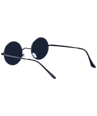 Round Round Retro Polaroid Sunglasses Hippie Shades for Men and Women - Black - CS18S49X3OZ $9.94