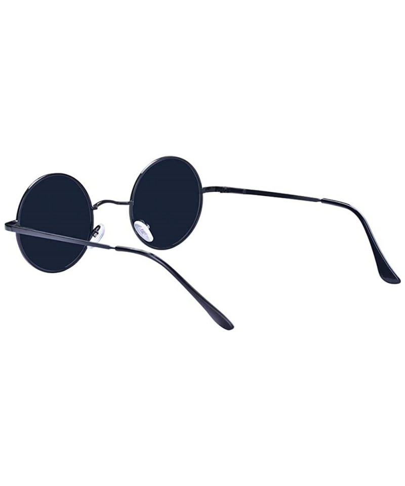 Round Retro Polaroid Sunglasses Hippie Shades for Men and Women - Black ...