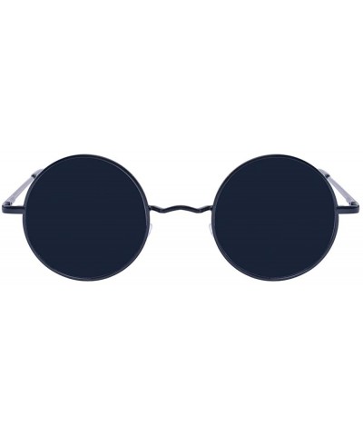 Round Round Retro Polaroid Sunglasses Hippie Shades for Men and Women - Black - CS18S49X3OZ $9.94