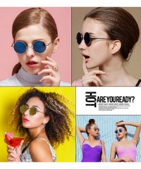 Round Round Retro Polaroid Sunglasses Hippie Shades for Men and Women - Black - CS18S49X3OZ $9.94