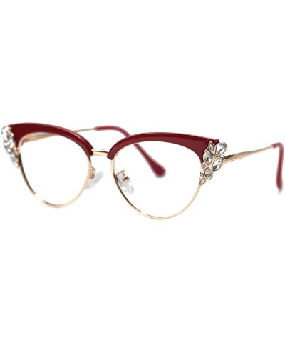 Cat Eye Womens Rhinestones Cateye Reading Glass Eyeglass Frame - Red - CR18I888SSR $11.99