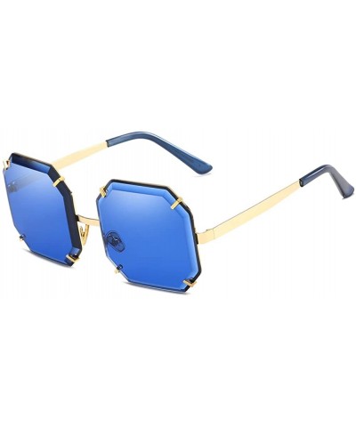 Square Unisex Sunglasses Fashion Grey Drive Holiday Square Non-Polarized UV400 - Blue - CC18R5SLTRM $8.52