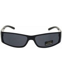 Rectangular Cholo Gangster Narrow Rectangular Terminator Style Sunglasses - Black - CE11083LPX7 $11.60