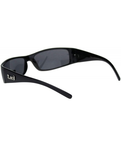 Rectangular Cholo Gangster Narrow Rectangular Terminator Style Sunglasses - Black - CE11083LPX7 $11.60