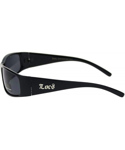 Rectangular Cholo Gangster Narrow Rectangular Terminator Style Sunglasses - Black - CE11083LPX7 $11.60