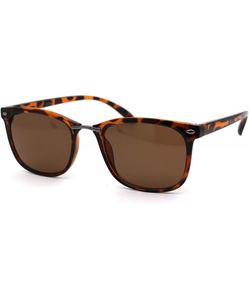 Rectangular Mens Elegant Stylish Thin Plastic Horn Rim Sunglasses - Tortoise Gunmetal Brown - CC18YEEGWEO $10.75