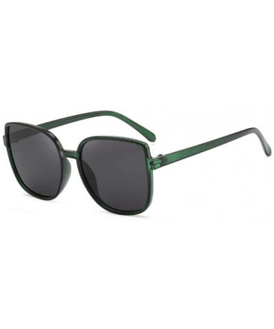 Square Square Sunglasses Female UV Protection Sunglasses Men Dazzling Color Film Toad Glasses (Green Frame) - CT190OHDONZ $14.08