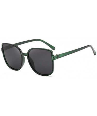 Square Square Sunglasses Female UV Protection Sunglasses Men Dazzling Color Film Toad Glasses (Green Frame) - CT190OHDONZ $6.28