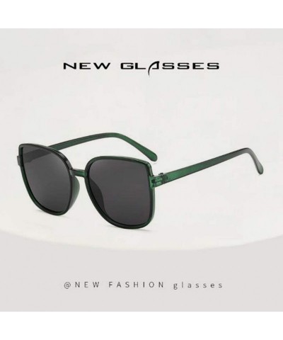 Square Square Sunglasses Female UV Protection Sunglasses Men Dazzling Color Film Toad Glasses (Green Frame) - CT190OHDONZ $6.28