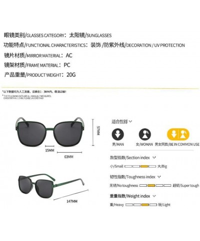 Square Square Sunglasses Female UV Protection Sunglasses Men Dazzling Color Film Toad Glasses (Green Frame) - CT190OHDONZ $6.28