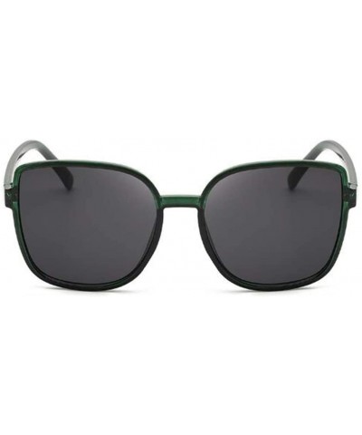 Square Square Sunglasses Female UV Protection Sunglasses Men Dazzling Color Film Toad Glasses (Green Frame) - CT190OHDONZ $6.28