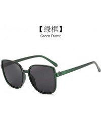 Square Square Sunglasses Female UV Protection Sunglasses Men Dazzling Color Film Toad Glasses (Green Frame) - CT190OHDONZ $6.28