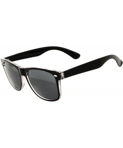 Sport Retro Black 2 Tone Vintage Party Sunglasses Black Frame Smoke Lens Brand - CZ185RXG89D $11.99