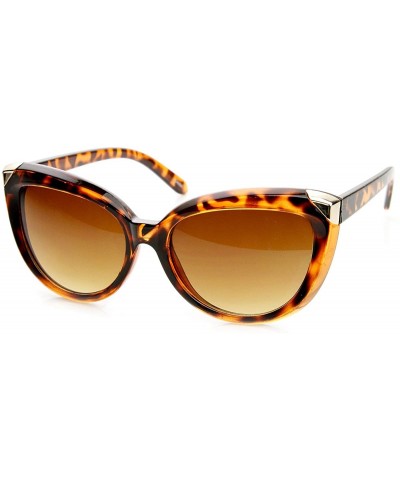 Cat Eye Womens Fashion Metal Tip Oversized Cat Eye Sunglasses (Brown-Tortoise Amber) - C411KBASISL $10.59