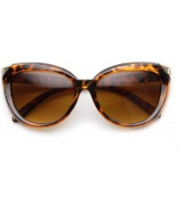 Cat Eye Womens Fashion Metal Tip Oversized Cat Eye Sunglasses (Brown-Tortoise Amber) - C411KBASISL $10.59