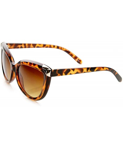 Cat Eye Womens Fashion Metal Tip Oversized Cat Eye Sunglasses (Brown-Tortoise Amber) - C411KBASISL $10.59