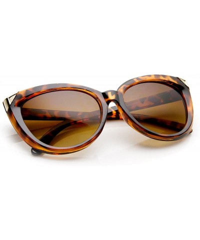 Cat Eye Womens Fashion Metal Tip Oversized Cat Eye Sunglasses (Brown-Tortoise Amber) - C411KBASISL $10.59