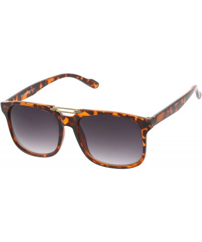 Wayfarer Classic Traditional Horned Rim Flat Top Square Horn Rimmed Sunglasses (Tortoise-Gold/Lavender) - CP12O7FRFZ2 $12.39