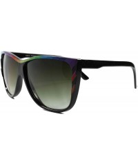 Oversized Hip Hop Sunglasses Rainbow Accents Oversized Square Frame Mens Womens - Black & Green - C718T283TXC $11.66