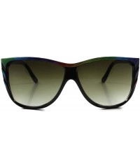 Oversized Hip Hop Sunglasses Rainbow Accents Oversized Square Frame Mens Womens - Black & Green - C718T283TXC $11.66