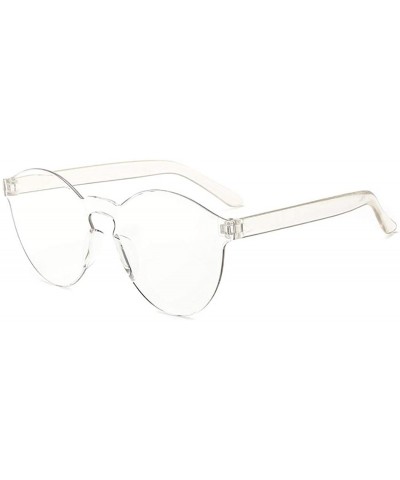Round Unisex Fashion Candy Colors Round Outdoor Sunglasses Sunglasses - Transparent - CU190R9KSNH $27.30