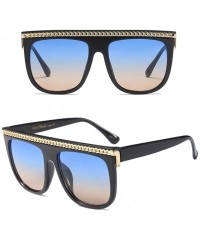 Square Fashion Chain Sunglasses Men Oversized Square Sun Glasses for Women Accessories - Blue Brown - C718KHGKYRL $12.09