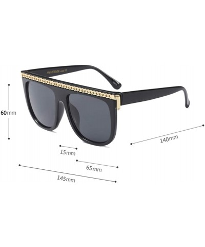 Square Fashion Chain Sunglasses Men Oversized Square Sun Glasses for Women Accessories - Blue Brown - C718KHGKYRL $12.09