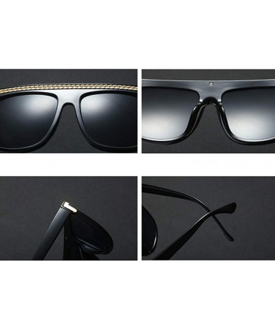 Square Fashion Chain Sunglasses Men Oversized Square Sun Glasses for Women Accessories - Blue Brown - C718KHGKYRL $12.09