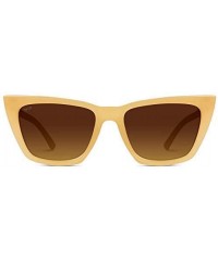 Square EXCLUSIVE - Flat Lens Polarized Modern Tip Pointed Women Cat Eye Sunglasses - Beige Frame / Brown Lens - CJ18M63Q7YS $...