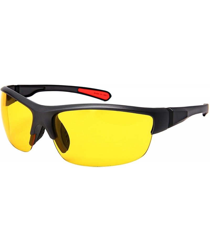 Wrap Night Driving Lens Sunglasses with Square Aviators Wrap Semi-Rimless Sports - Semi-rimless-matte Aluminum Grey - CY1889W...