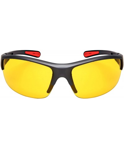 Wrap Night Driving Lens Sunglasses with Square Aviators Wrap Semi-Rimless Sports - Semi-rimless-matte Aluminum Grey - CY1889W...