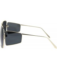 Oversized Metal Rim Retro Shield Racer Side Visor Ironic Sunglasses - Gold Black - CK18SN9KGQR $14.15
