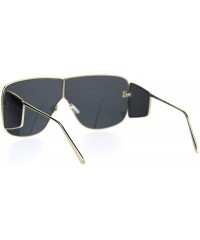 Oversized Metal Rim Retro Shield Racer Side Visor Ironic Sunglasses - Gold Black - CK18SN9KGQR $14.15