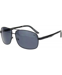 Rectangular Mens Narrow Rectangular Metal Rim Pilots Officer Sunglasses - Black Solid Black - CL18MD6ZHMQ $11.76