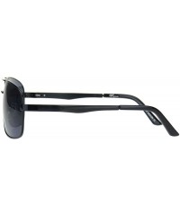 Rectangular Mens Narrow Rectangular Metal Rim Pilots Officer Sunglasses - Black Solid Black - CL18MD6ZHMQ $11.76