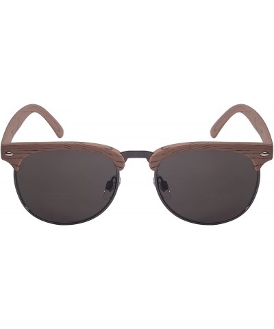 Rimless Vintage Inspired Half Frame Wood Pattern Sunglasses 540916WD-SD - Light Brown Wood - CE12F0H6ICN $11.87