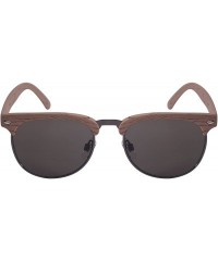 Rimless Vintage Inspired Half Frame Wood Pattern Sunglasses 540916WD-SD - Light Brown Wood - CE12F0H6ICN $11.87