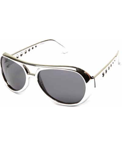 Aviator Rockstar Sunglasses Costume Shiny Chrome Party Sunglasses 60's Rock Star Classic Aviator Sunglasses - Silver - CO1845...