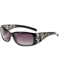 Rectangular design Women Floral Print Flower Sunglasses Lsx311 - Black - CL11JDZLNER $15.13