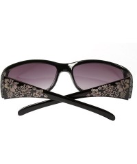 Rectangular design Women Floral Print Flower Sunglasses Lsx311 - Black - CL11JDZLNER $15.13